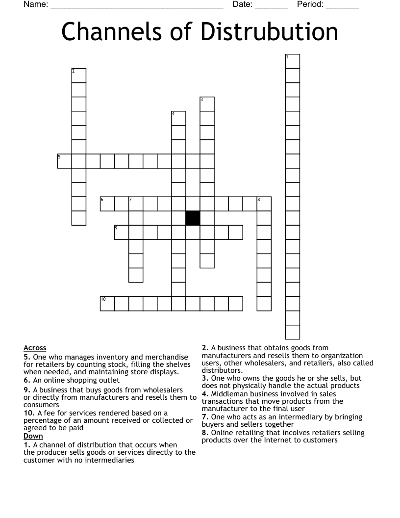Channels of Distrubution Crossword