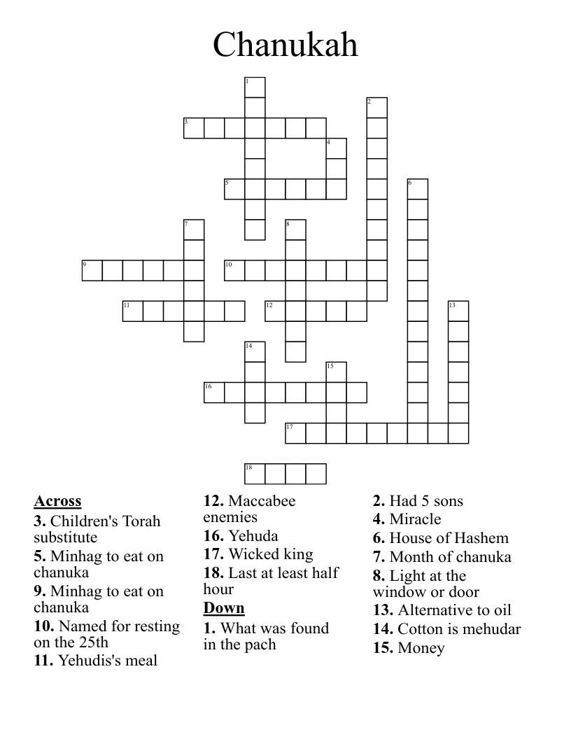 Chanukah Crossword