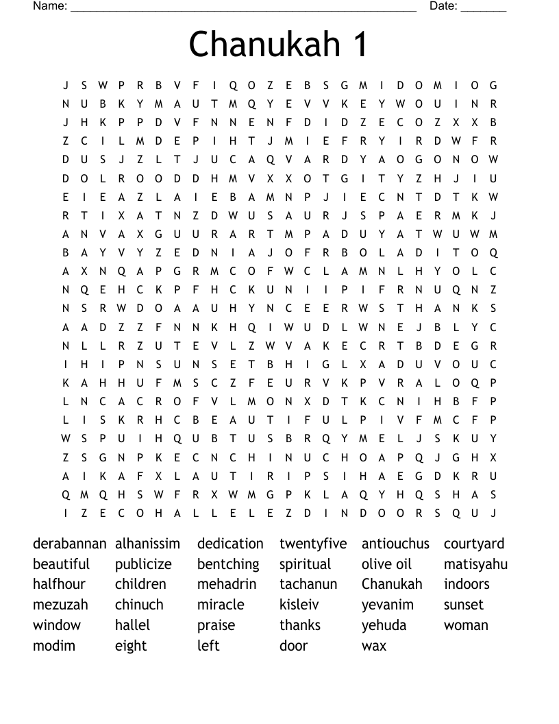 Chanukah 1 Word Search