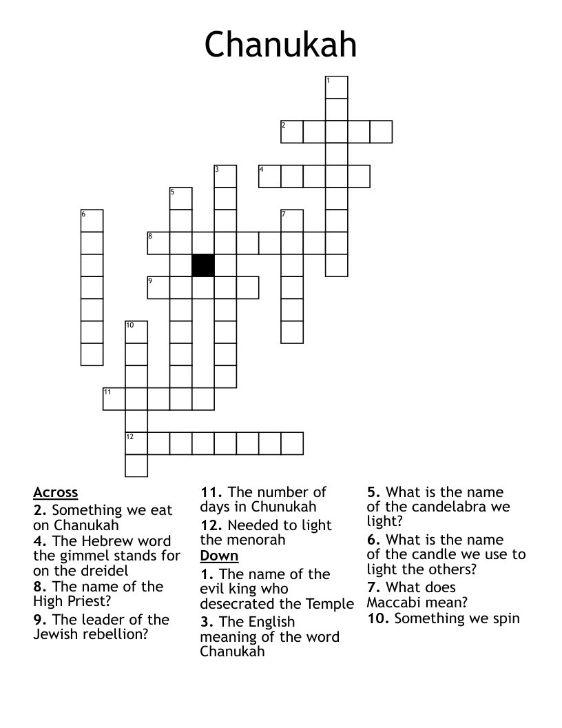 Chanukah Crossword