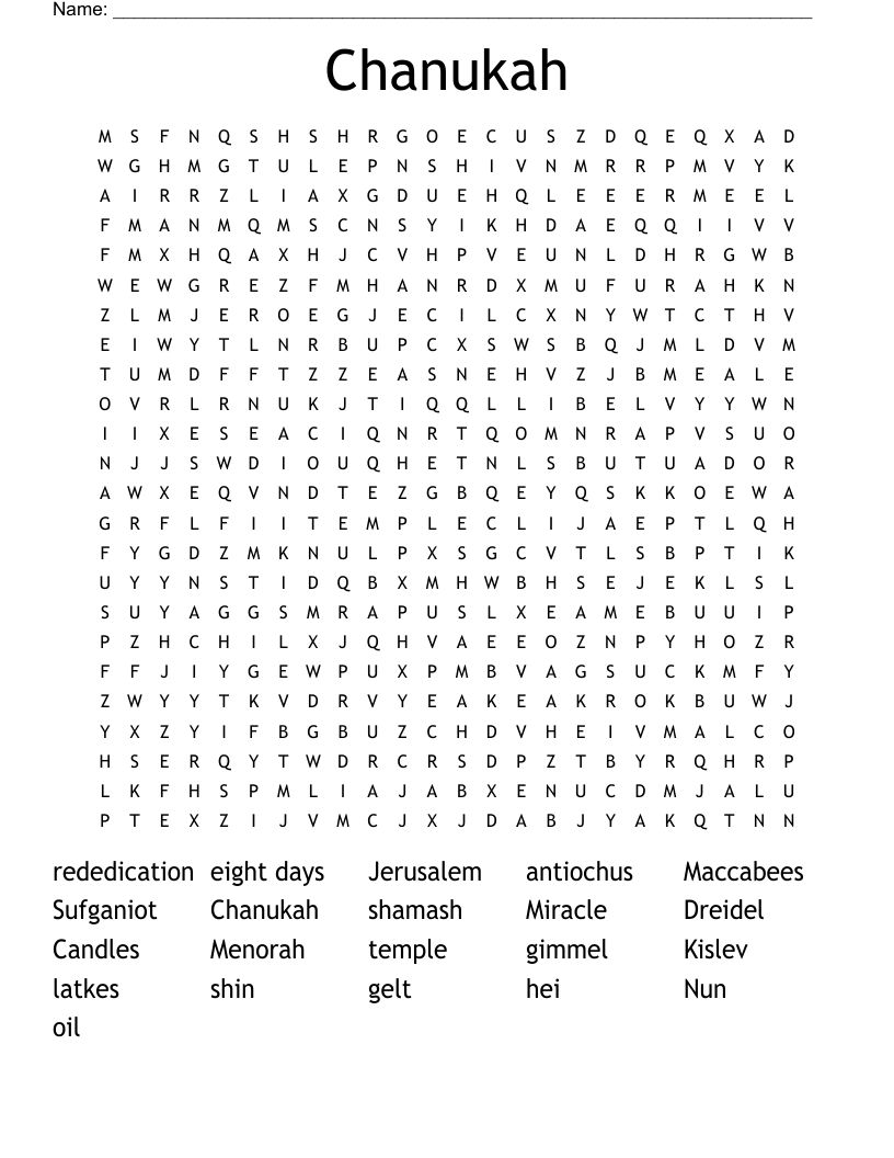 Chanukah Word Search