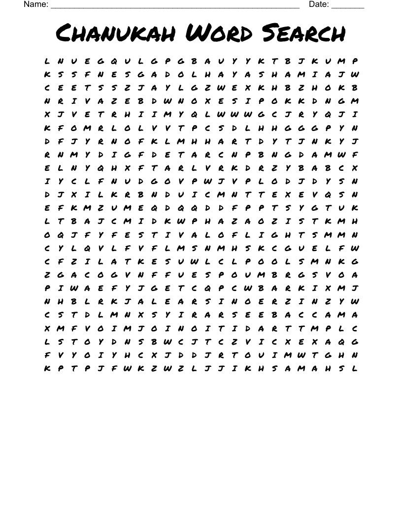Chanukah Word Search