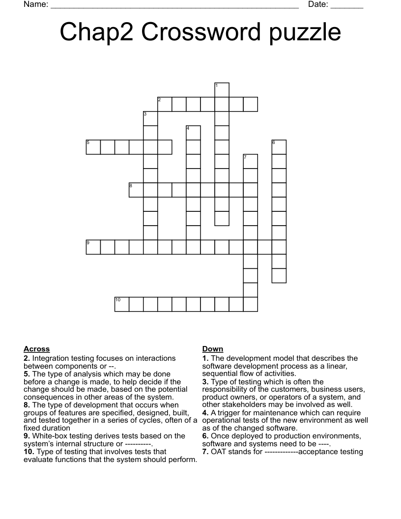 Chap2 Crossword puzzle