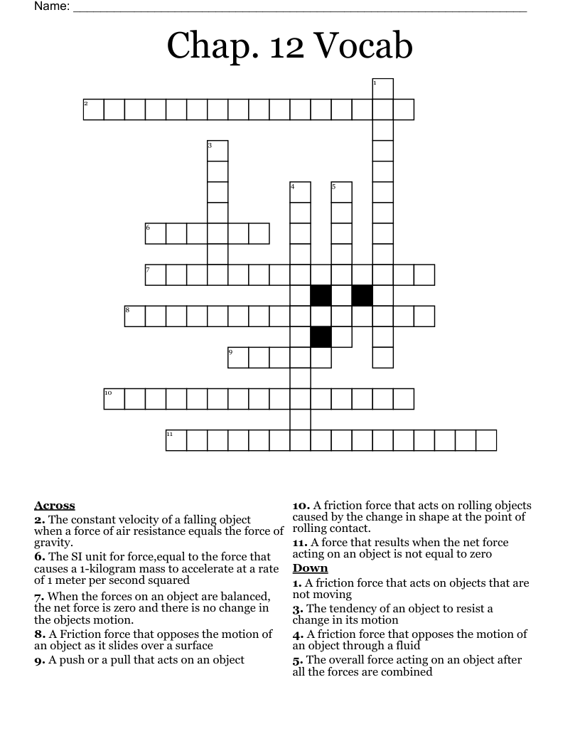 Chap. 12 Vocab  Crossword