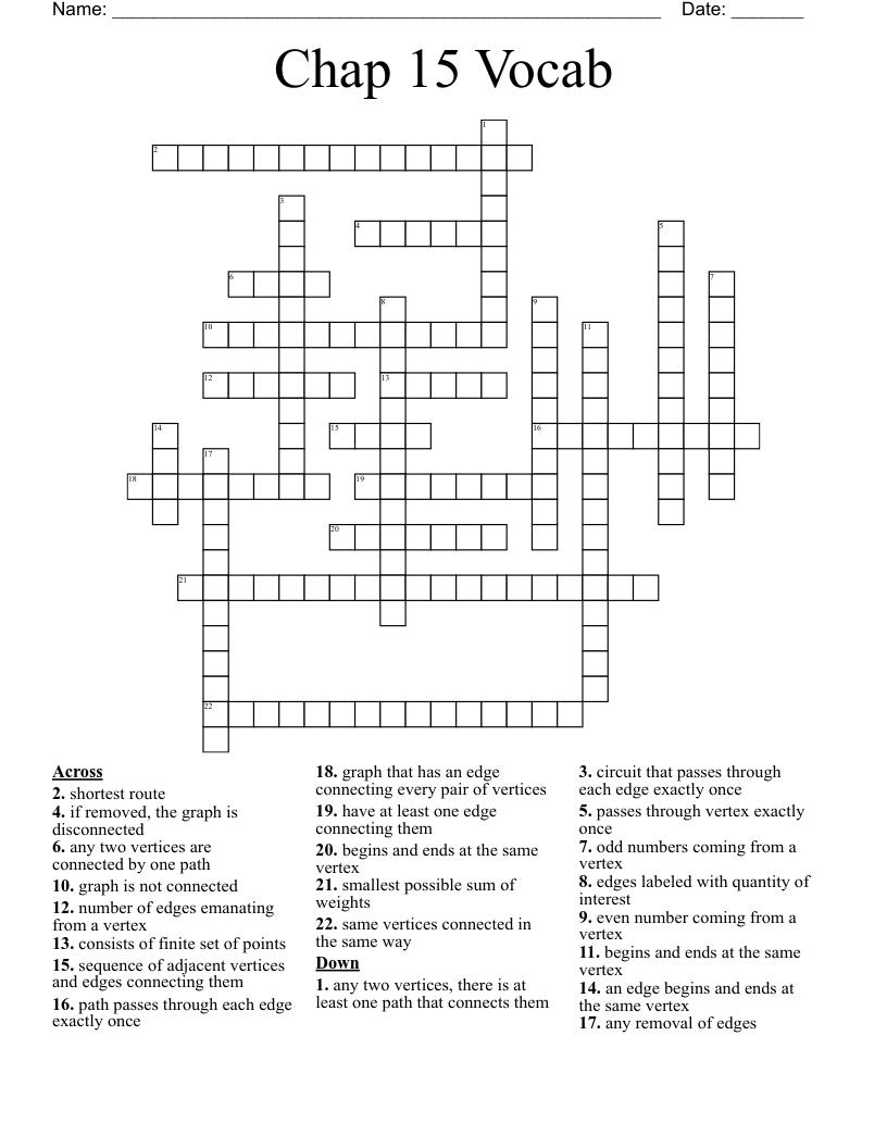 Chap 15 Vocab Crossword