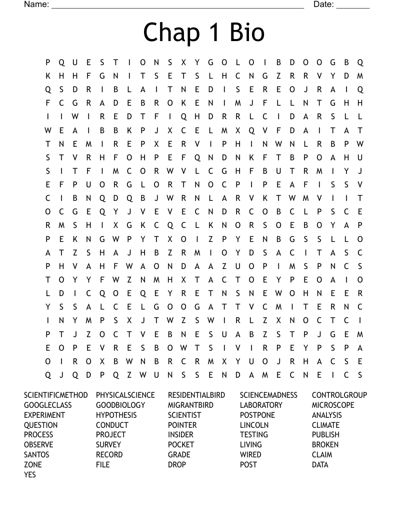 Chap 1 Bio Word Search
