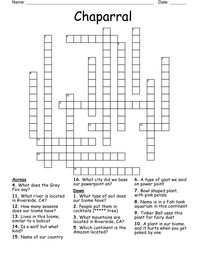 Chaparral Crossword