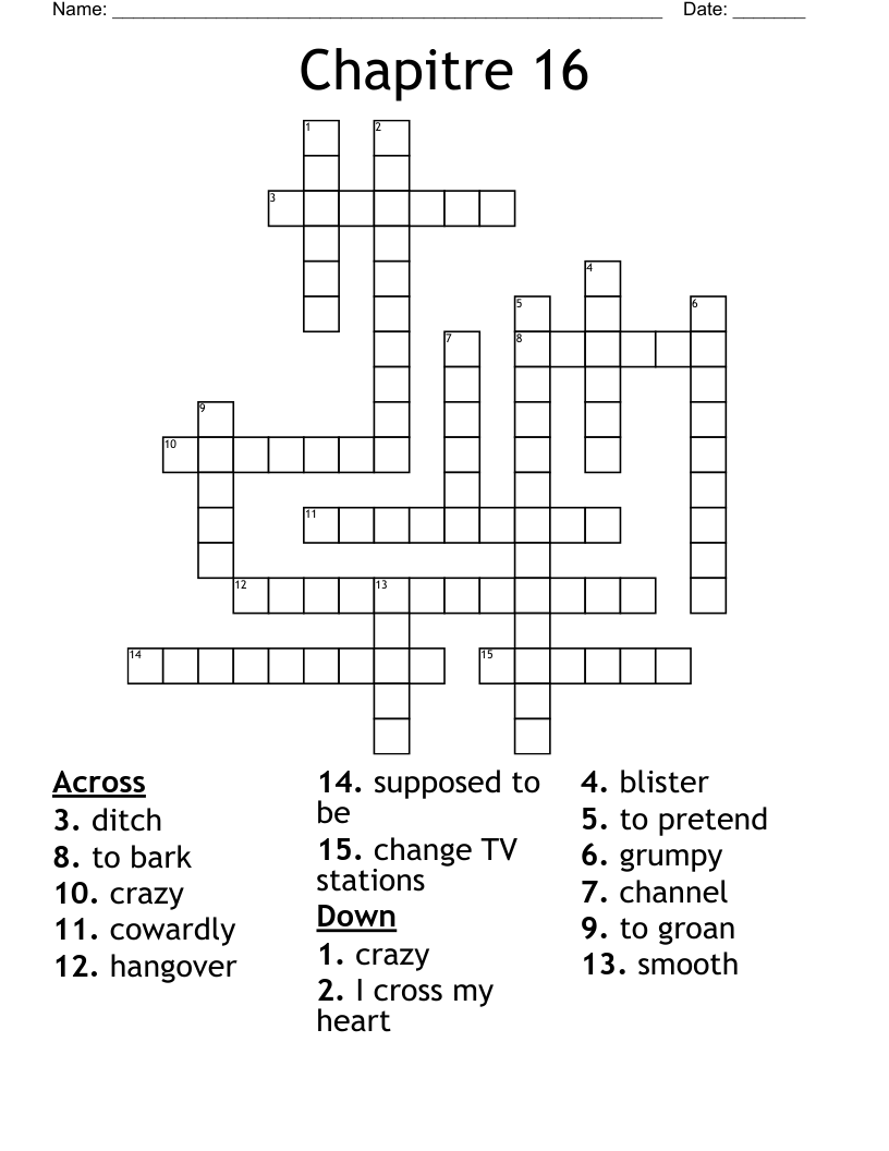 Chapitre 16 Crossword