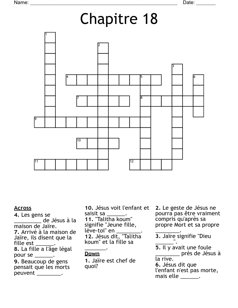 Chapitre 18 Crossword