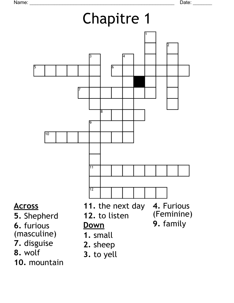 Chapitre 1 Crossword