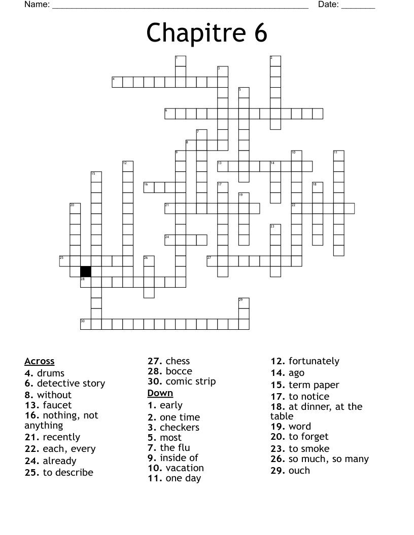 Chapitre 6 Crossword