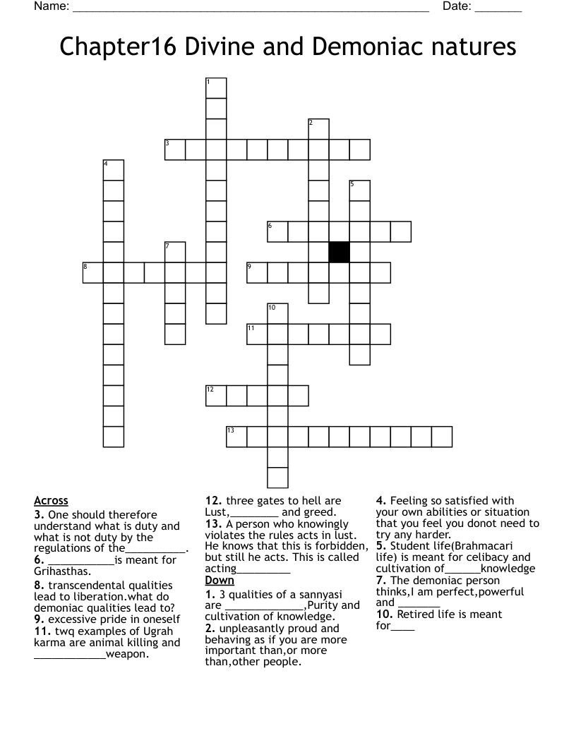 Chapter16 Divine and Demoniac natures Crossword