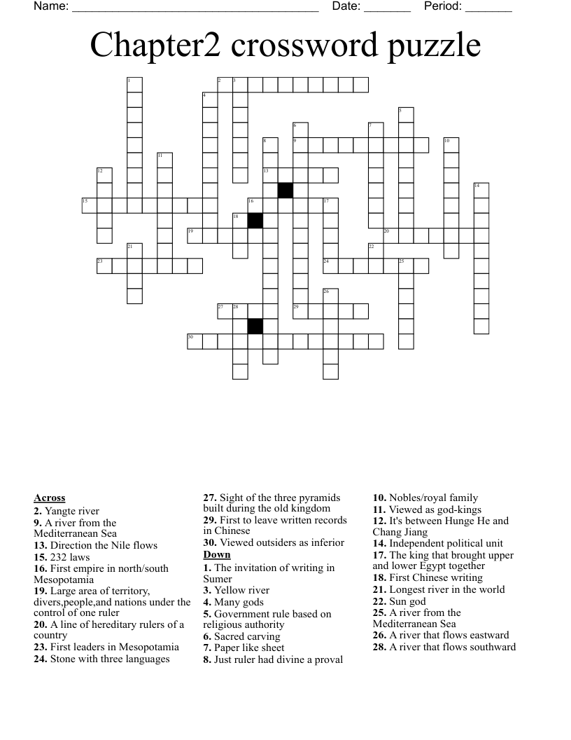 Chapter2 crossword puzzle 