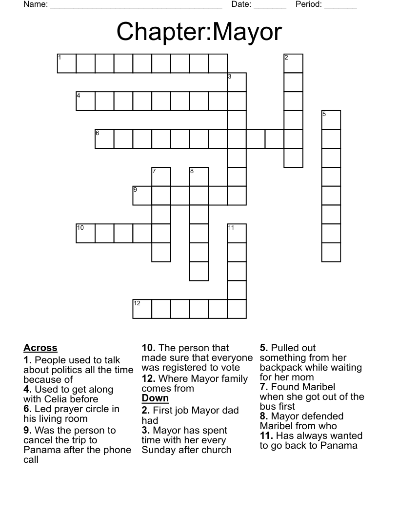 Chapter:Mayor Crossword