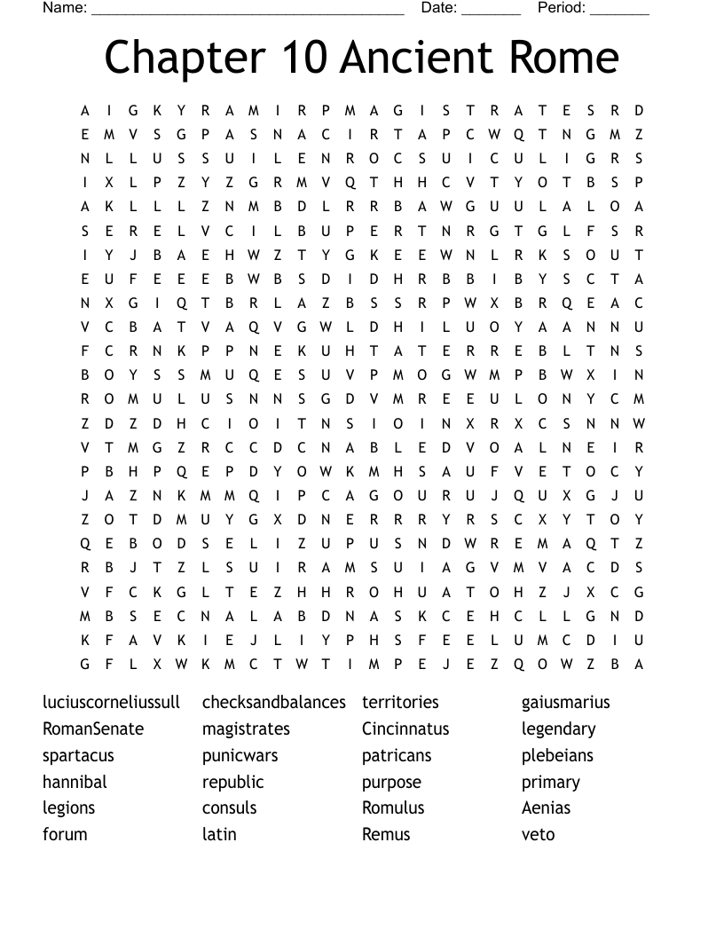 Chapter 10 Ancient Rome Word Search