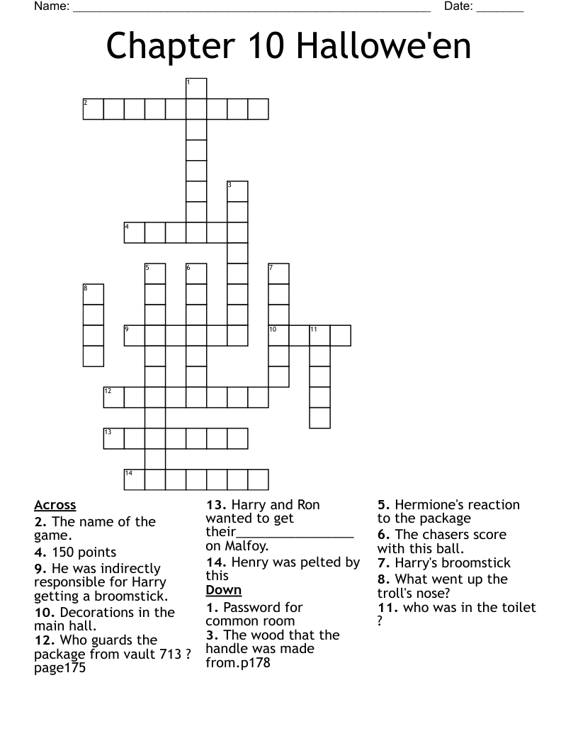 Chapter 10 Hallowe'en Crossword