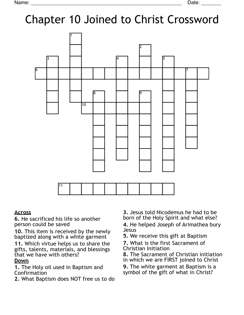 Chapter 10 Joined to Christ Crossword