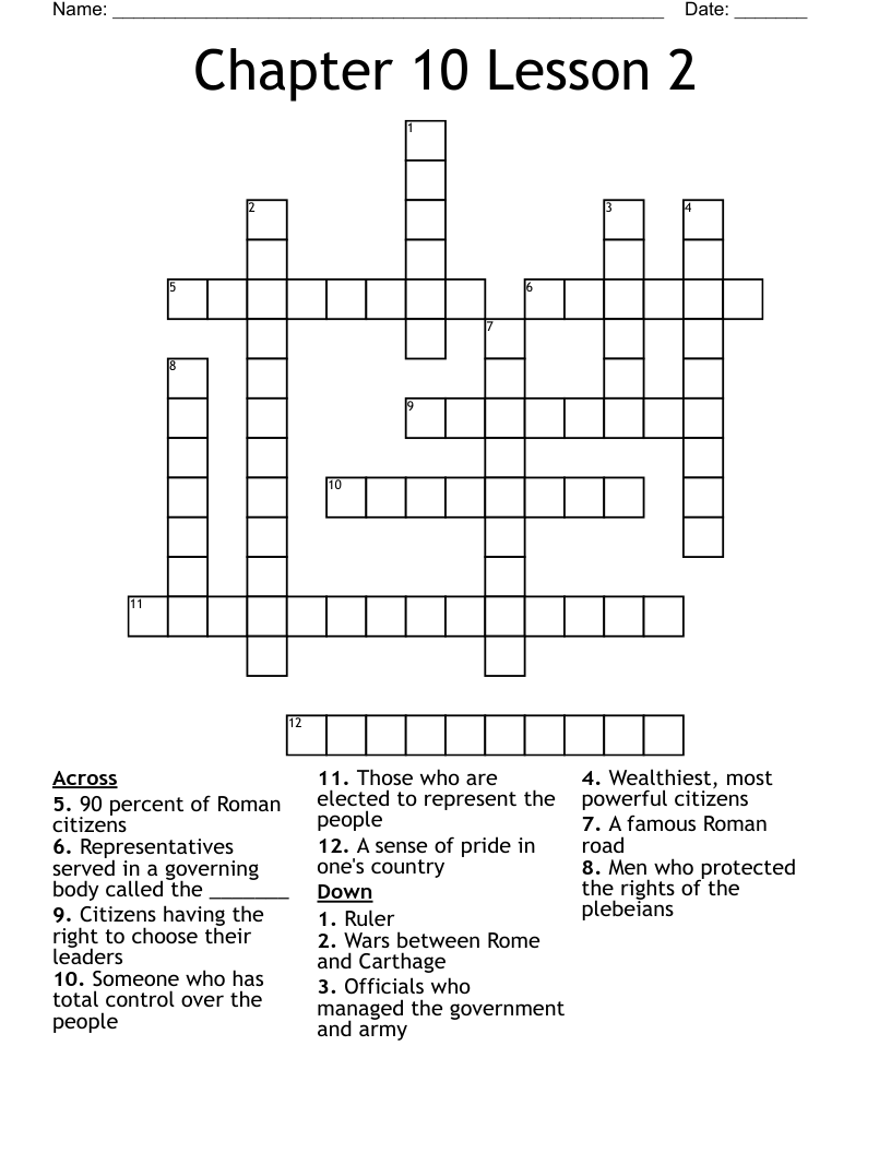 Chapter 10 Lesson 2 Crossword