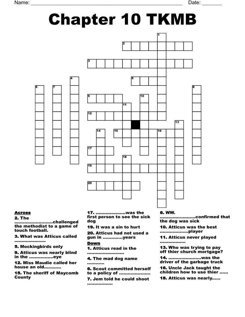 Chapter 10 TKMB Crossword