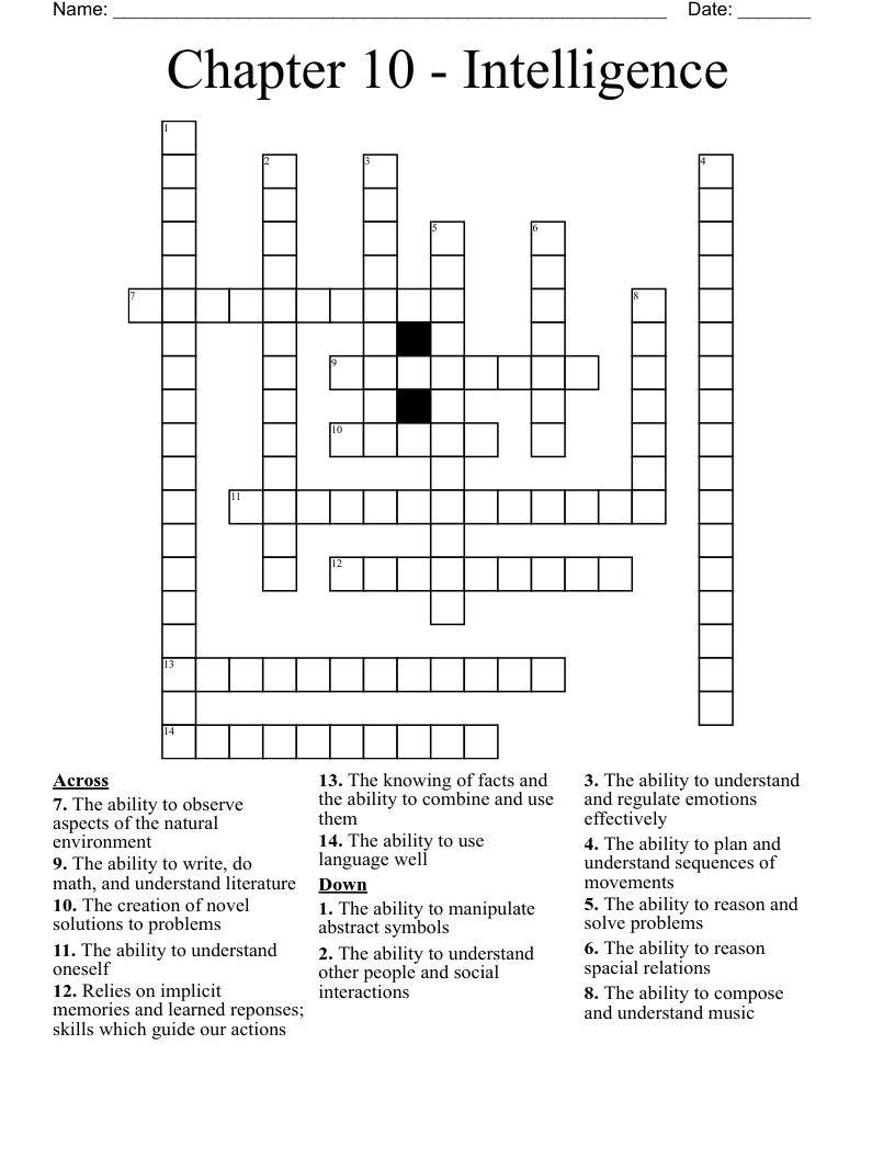 Chapter 10 - Intelligence Crossword