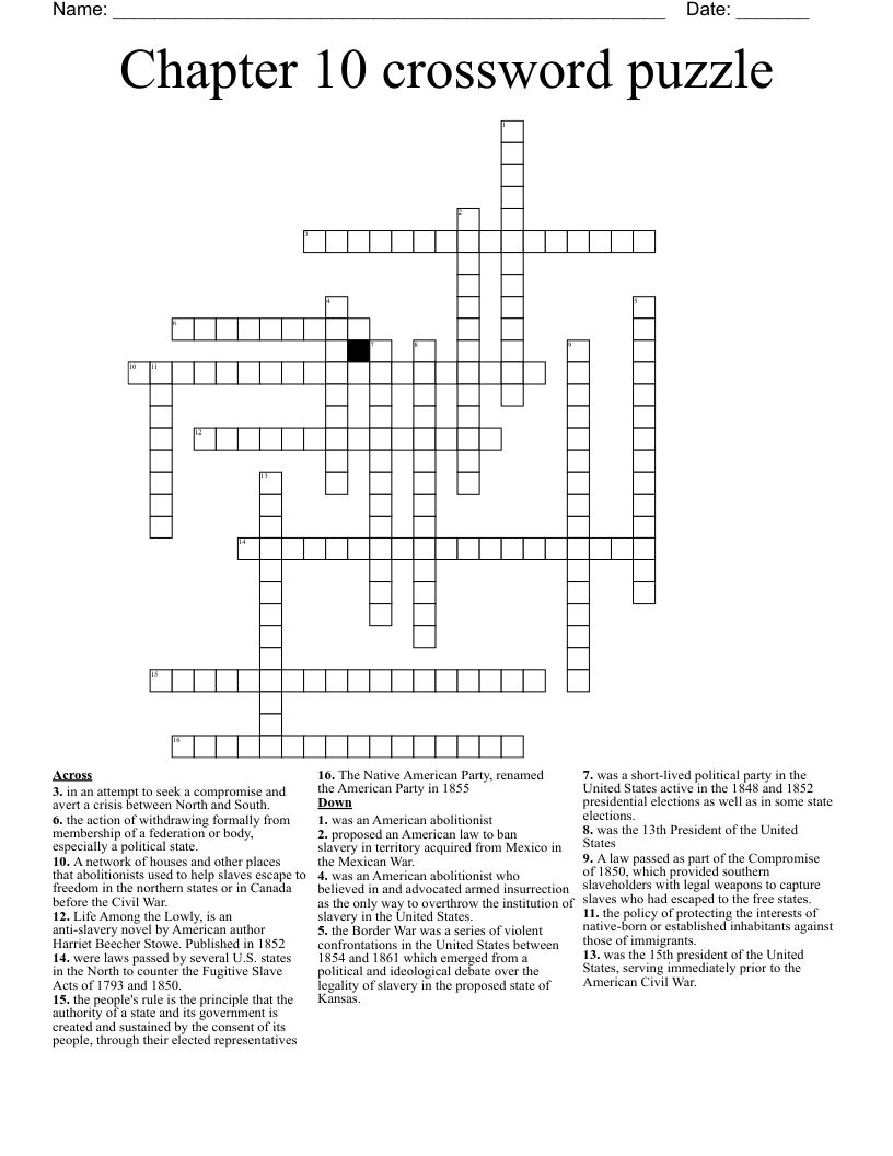 Chapter 10 crossword puzzle 
