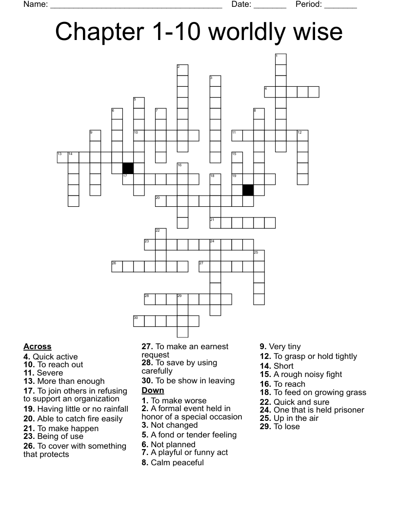 Chapter 1-10 worldly wise Crossword