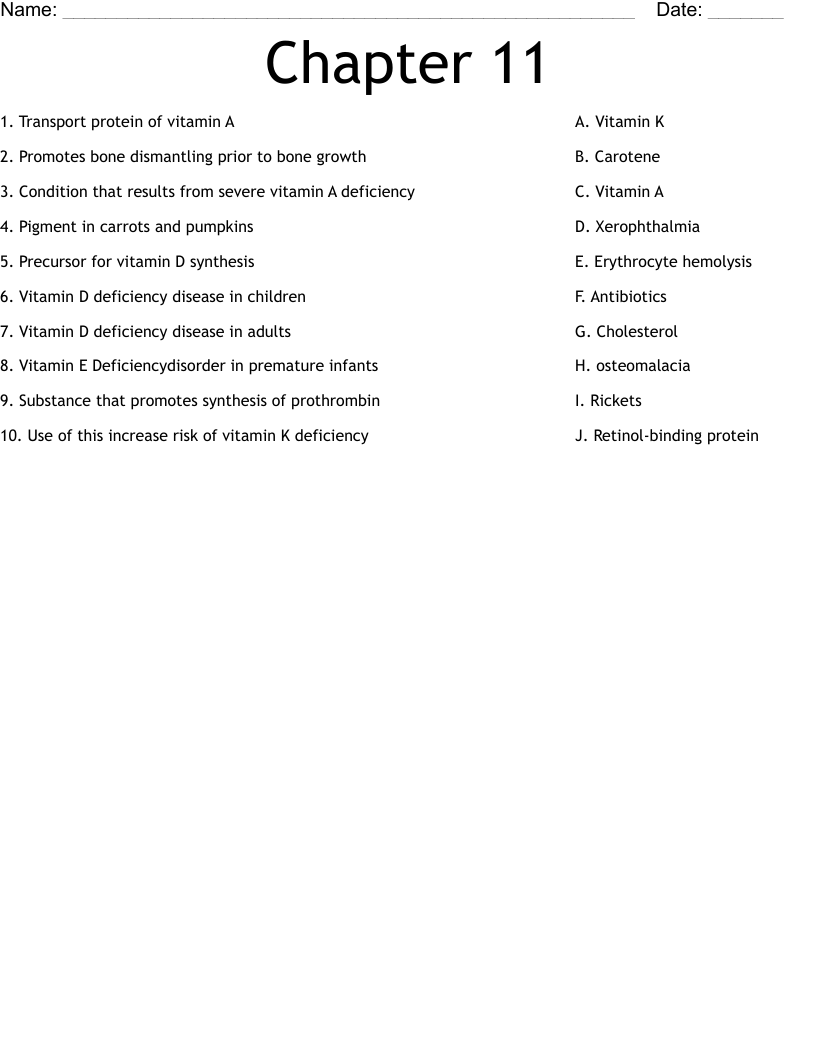 Chapter 11 Worksheet