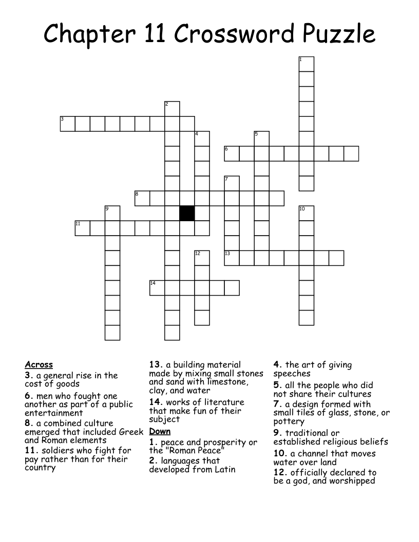 Chapter 11 Crossword Puzzle