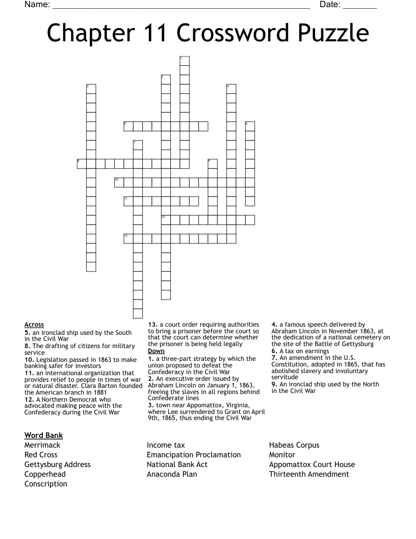 Chapter 11 Crossword Puzzle 