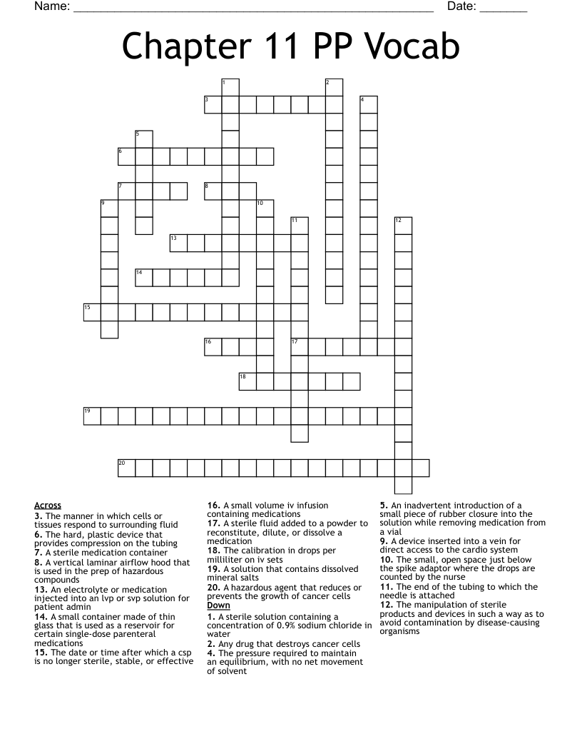 Chapter 11 PP Vocab Crossword