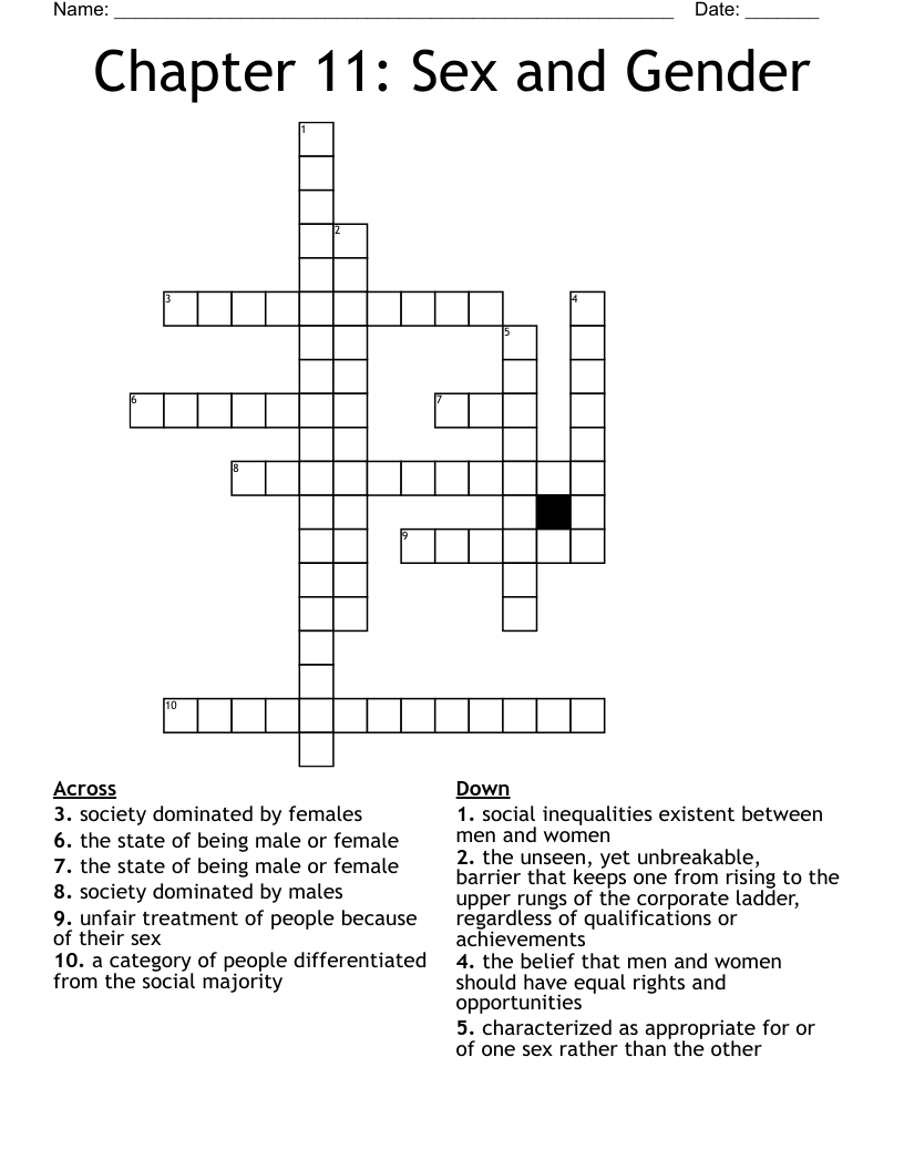 Chapter 11: Sex and Gender Crossword