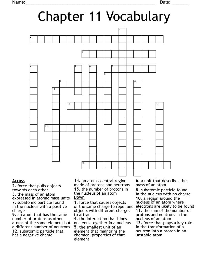 Chapter 11 Vocabulary Crossword