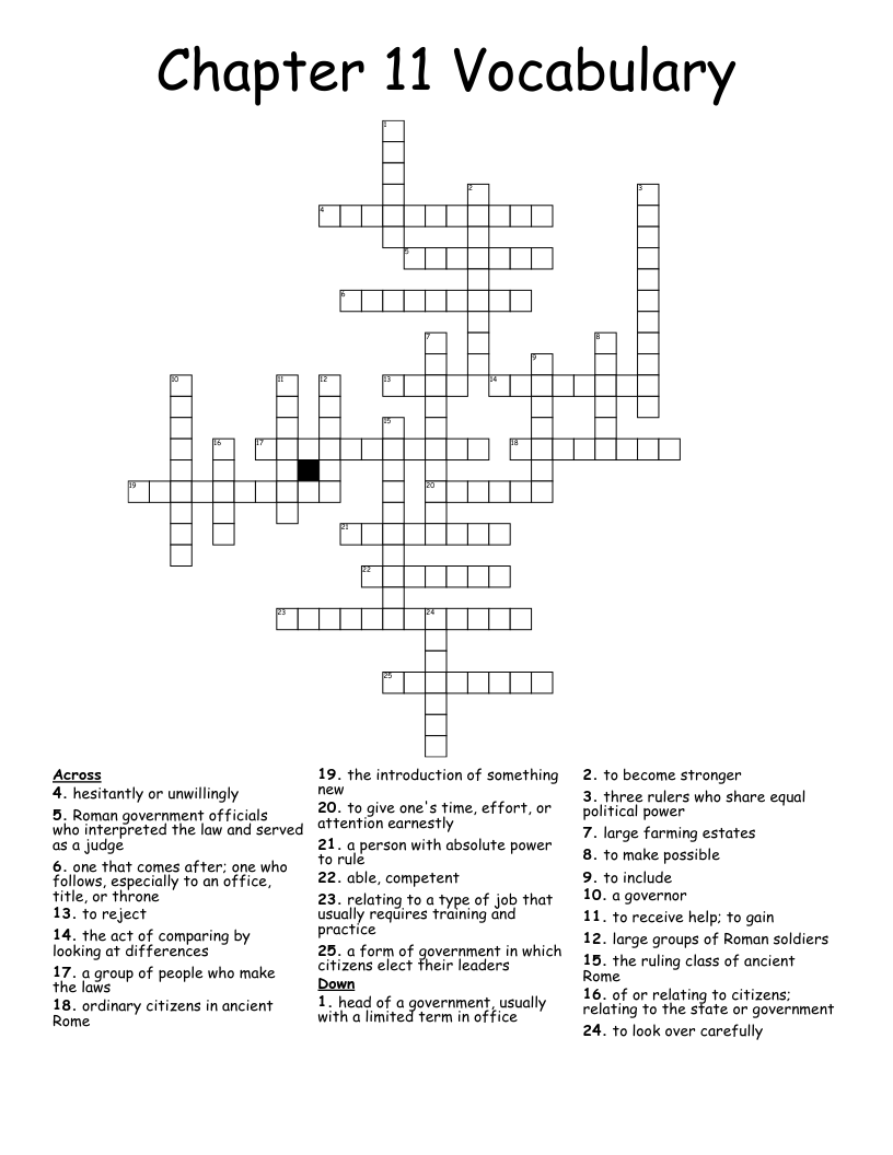 Chapter 11 Vocabulary Crossword