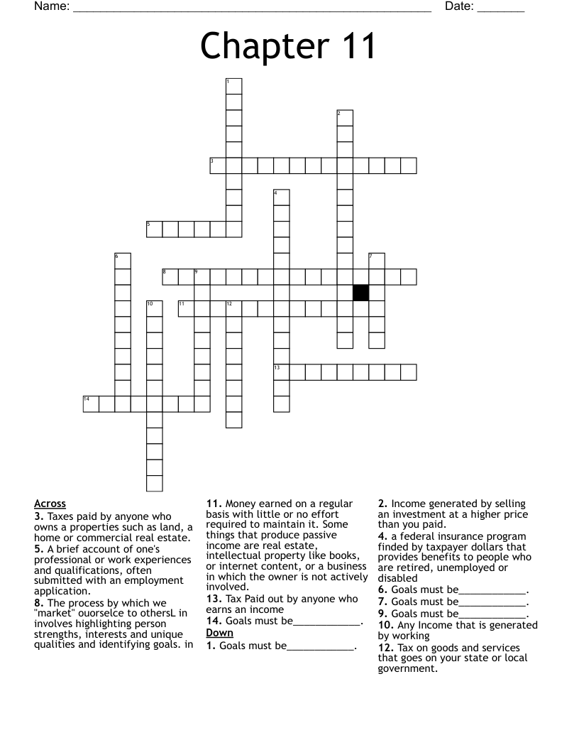 Chapter 11  Crossword