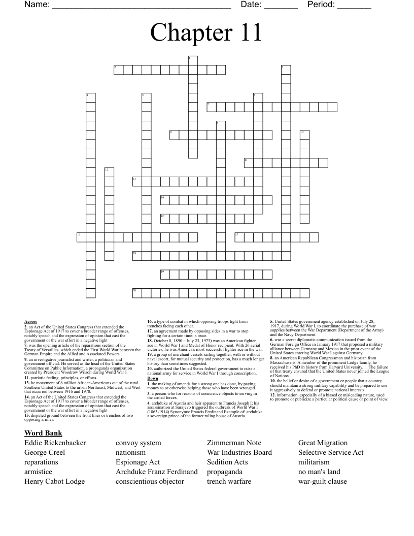 Chapter 11  Crossword