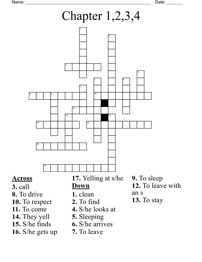 Chapter 1,2,3,4  Crossword