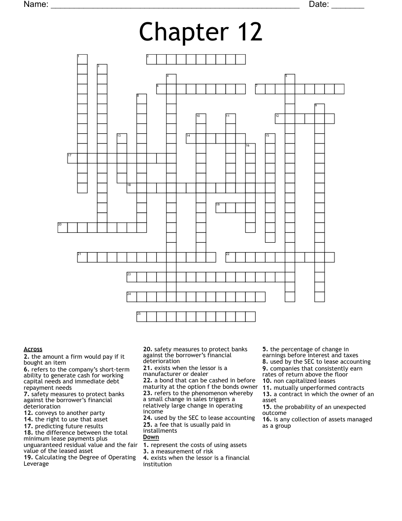 Chapter 12 Crossword