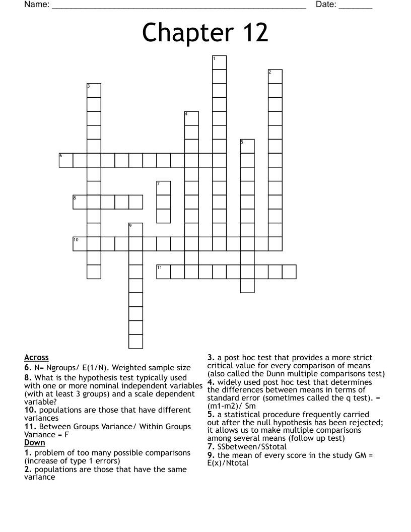 Chapter 12 Crossword