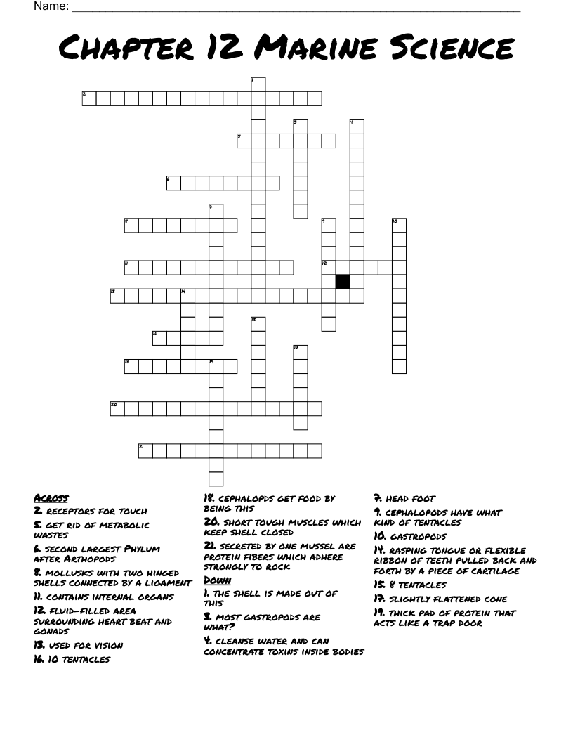 Chapter 12 Marine Science Crossword