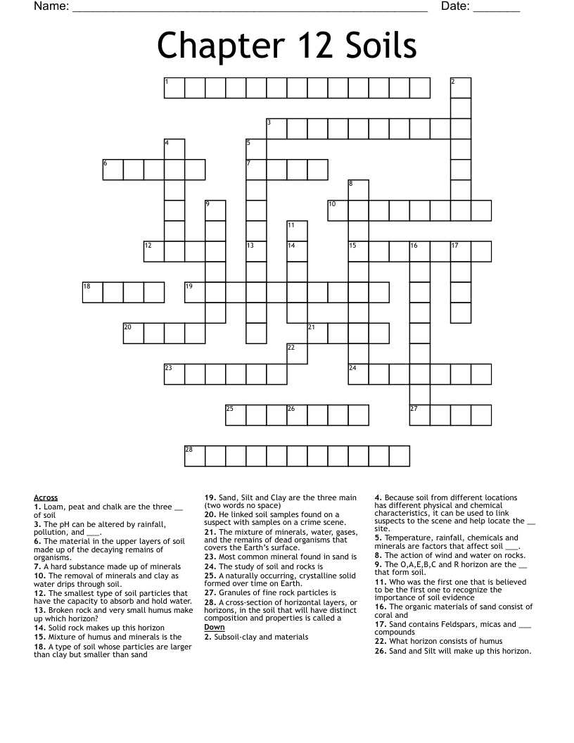 Chapter 12 Soils Crossword