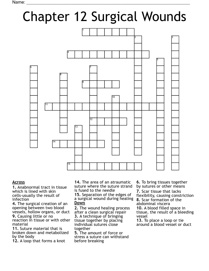 Chapter 12 Surgical Wounds Crossword