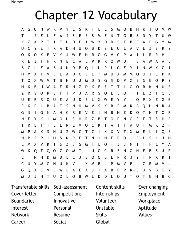 Chapter 12 Vocabulary Word Search