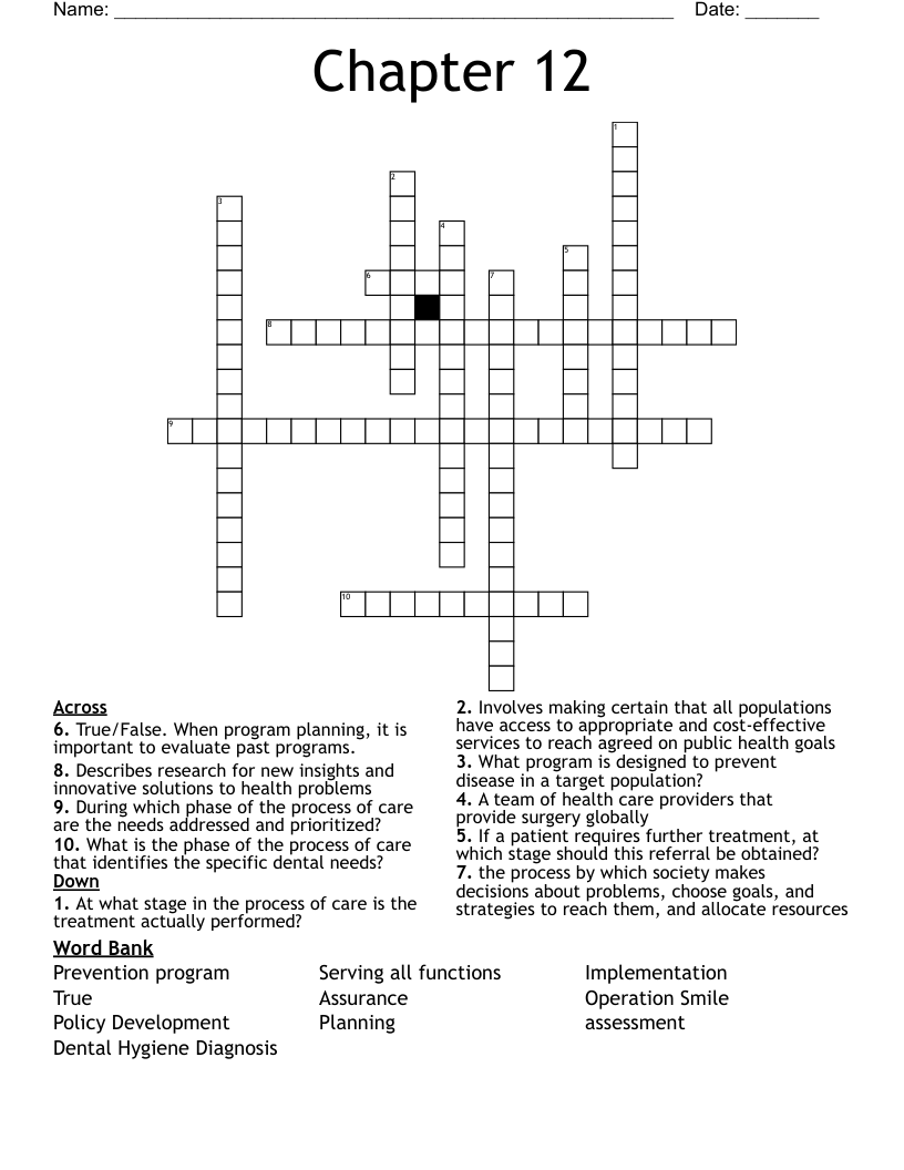 Chapter 12  Crossword