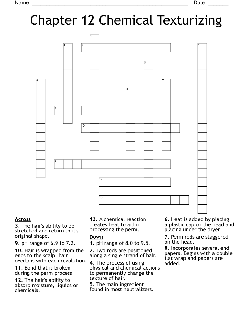Chapter 12   Chemical Texturizing Crossword