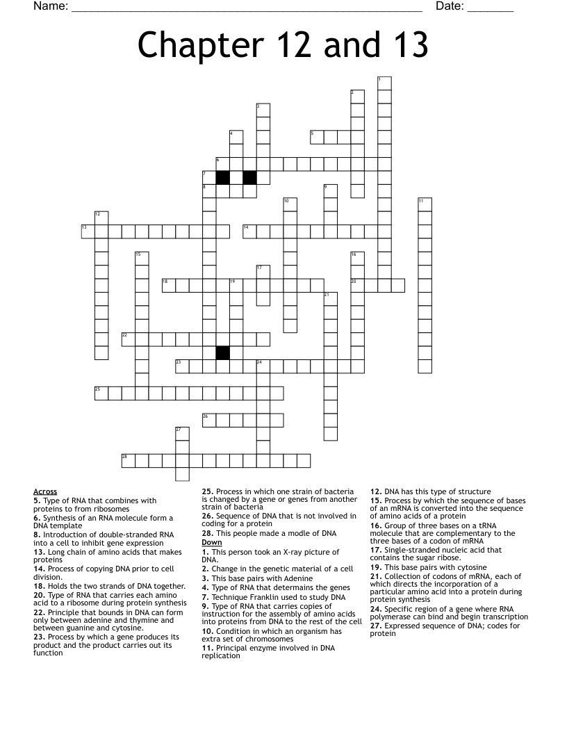 Chapter 12 and 13 Crossword