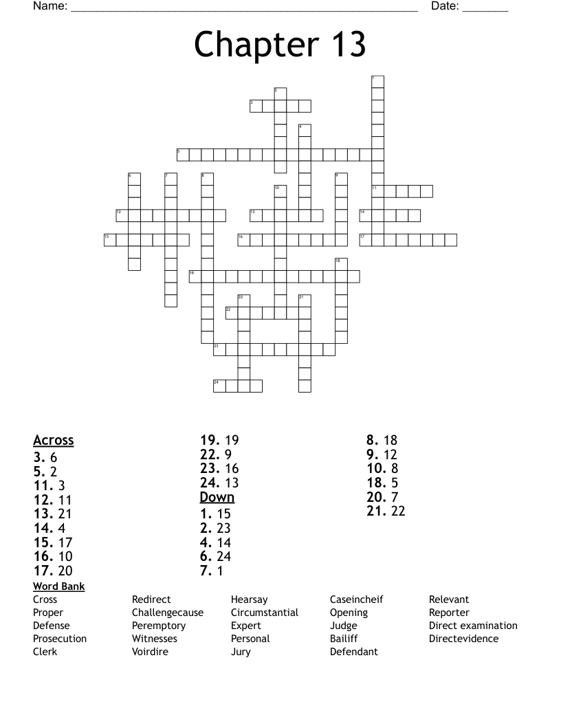 Chapter 13 Crossword