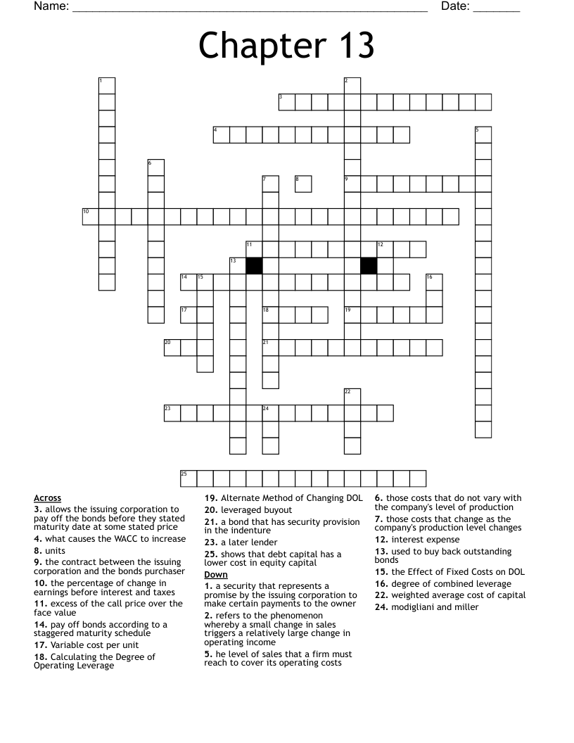 Chapter 13 Crossword