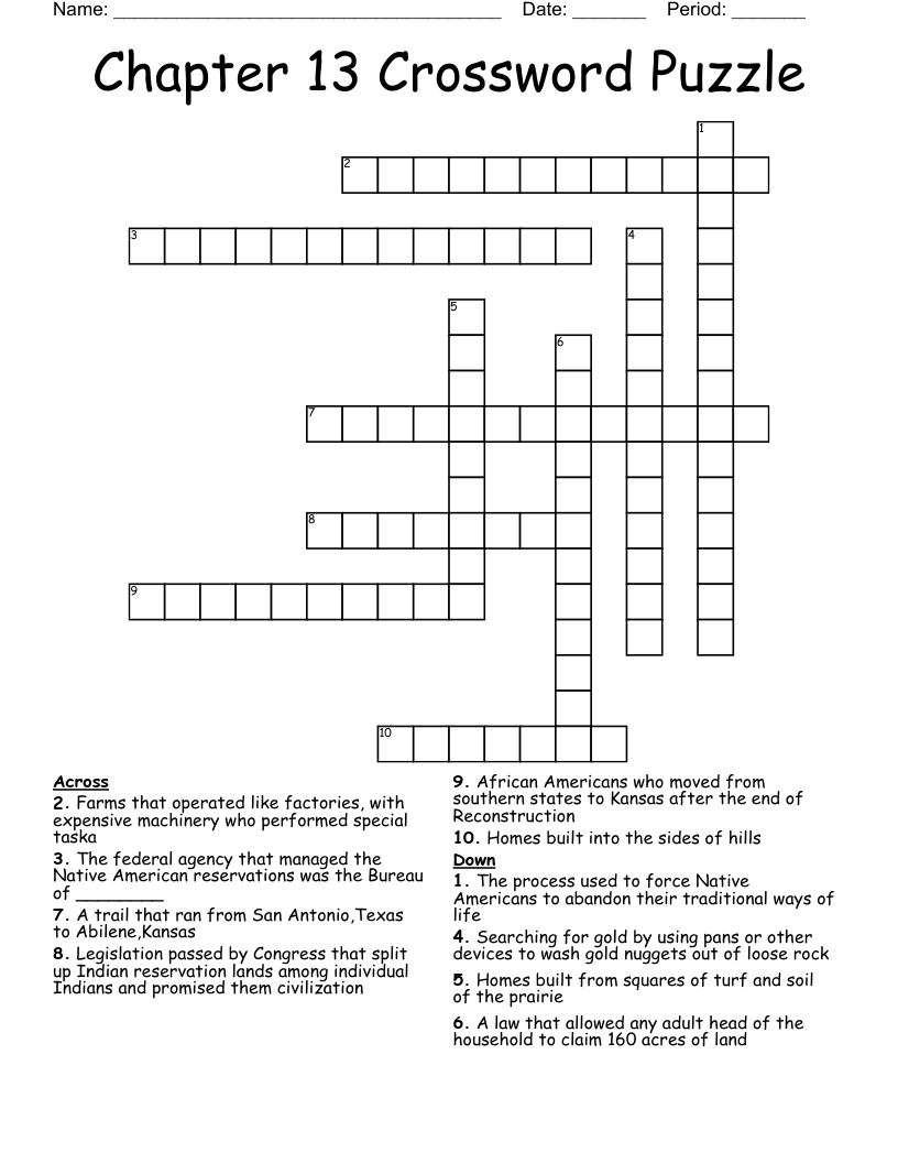 Chapter 13 Crossword Puzzle