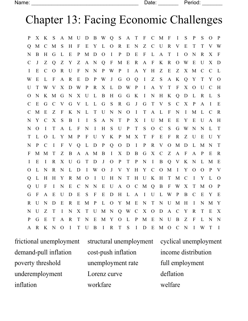 Chapter 13: Facing Economic Challenges Word Search
