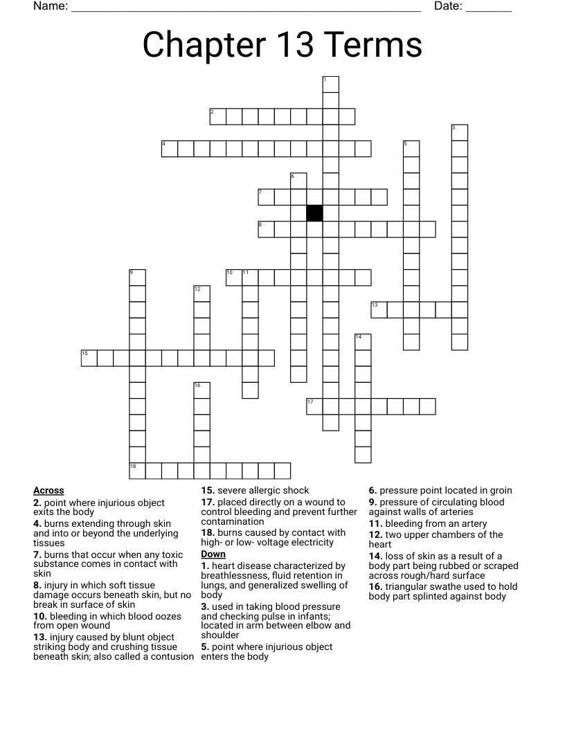 Chapter 13 Terms Crossword